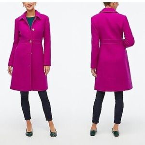 NWT J. Crew Size 2 Bright Plum Purple Wool Blend Lady Coat Mid Length AT107 $248